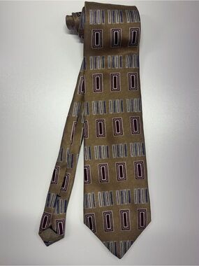 Vintage Bellini 90s Silk Geometric Tie USA Made Retro Mens